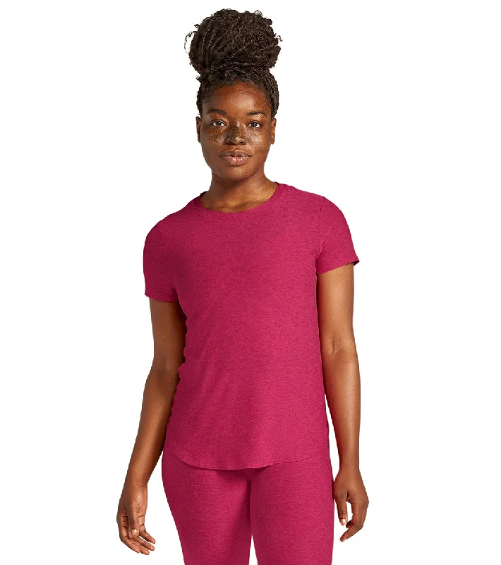 Beyond Yoga Featherweight Spacedye On the Down Low Yoga Tee Cranberry Heather