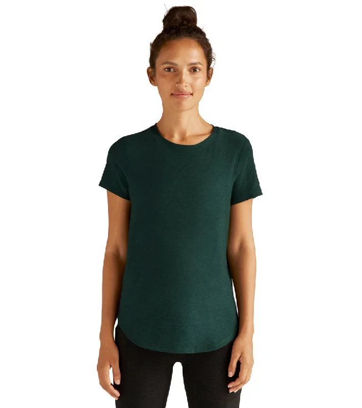 Beyond Yoga Featherweight Spacedye On the Down Low Yoga Tee Midnight Green Heather