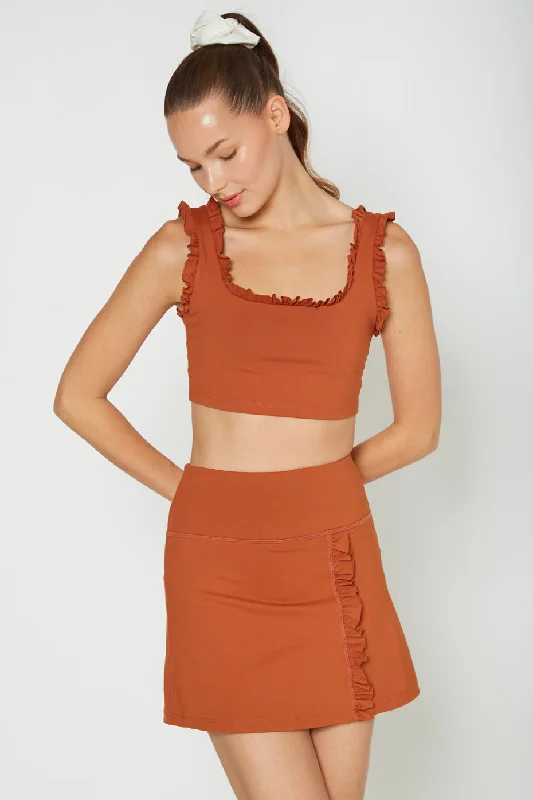 Ruffle Scoop Neck Crop Top