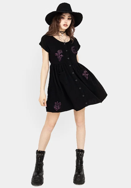 Scutellaria Embroidered Button Up Mini Dress