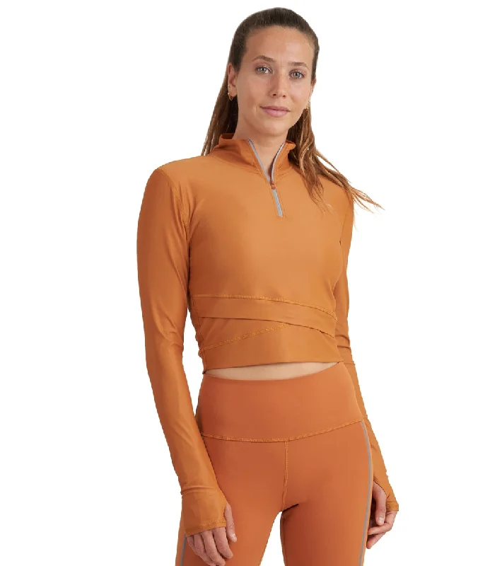 Thrive Societe Reflective Zip Crop Top Pumpkin Spice