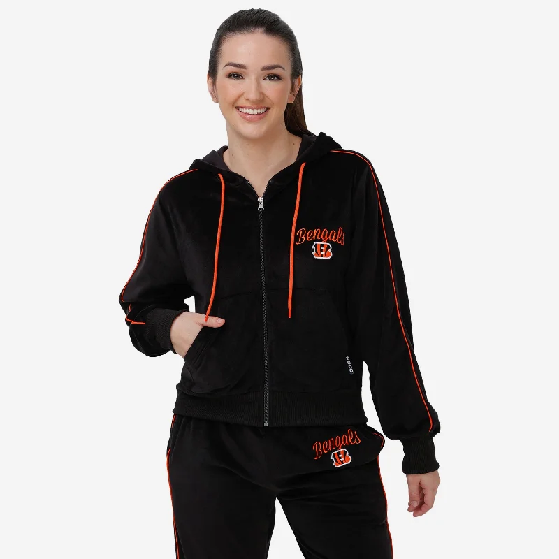 Cincinnati Bengals Womens Velour Zip Up Top