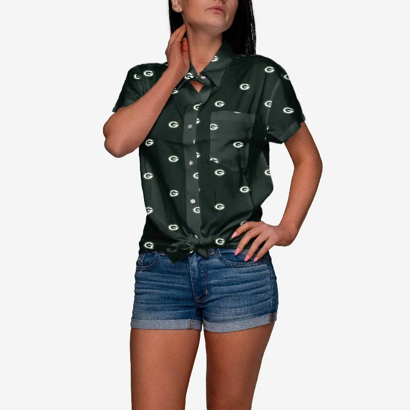 Green Bay Packers Logo Blast Womens Button Up Shirt