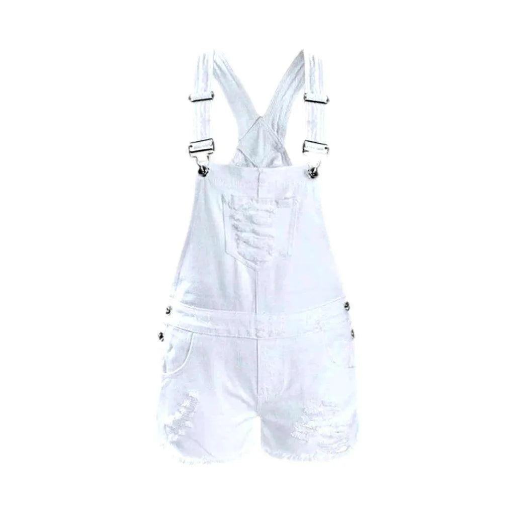 Monochrome stretchable jean overall for ladies