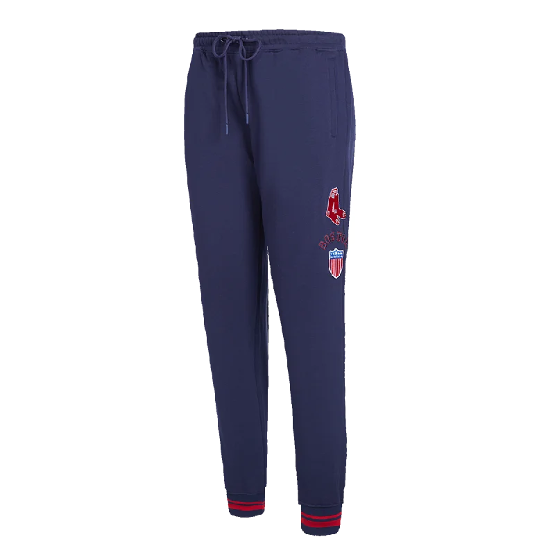 MLB BOSTON RED SOX RETRO CLASSIC WOMEN'S RIB SWEATPANT (MIDNIGHT NAVY/RED/MIDNIGHT NAVY)