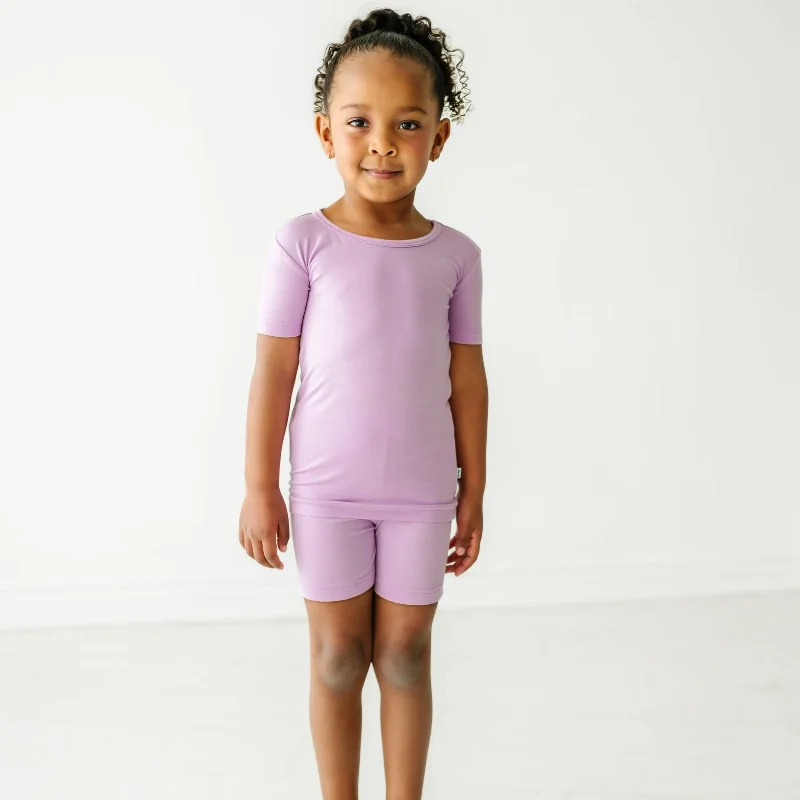 Light Orchid Two-Piece Short Sleeve & Shorts Pajama Set