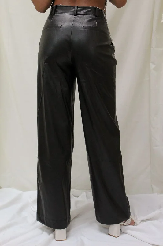 Wide Leg Faux Leather Pants