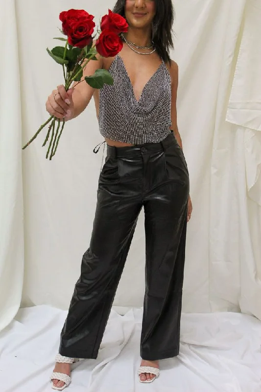 Wide Leg Faux Leather Pants