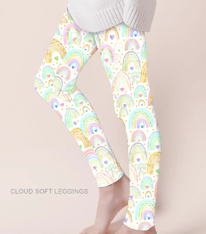 Sweet Summer Rainbow Love - Adult & Kids Casual Cloud Soft Yoga Band Leggings