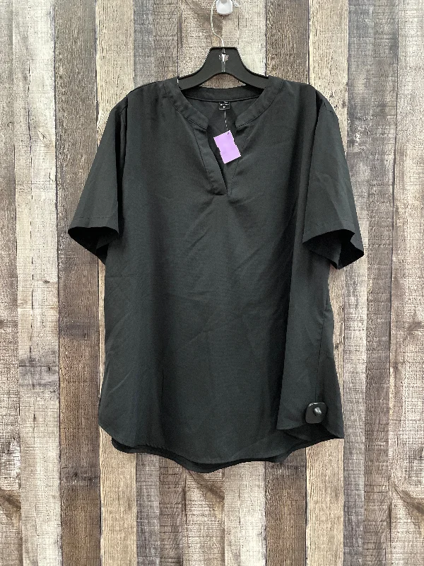 Black Blouse Short Sleeve Cme, Size 2x