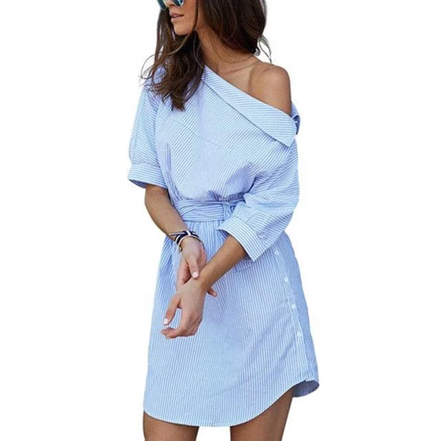 Mini Sexy Side Split Half Sleeve Beach Dress